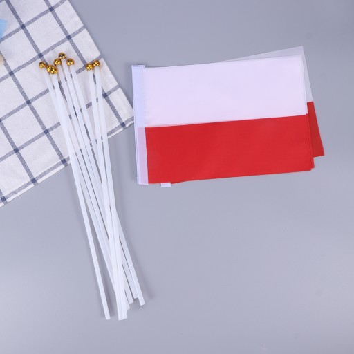 50 шт. МАЛЕНЬКИЙ ФЛАГ ПОЛЬШИ РУЧНОЙ РАБОТЫ НА РУЧКЕ ЗНАМЯ МЕЖДУНАРОДНОГО ФЛАГА