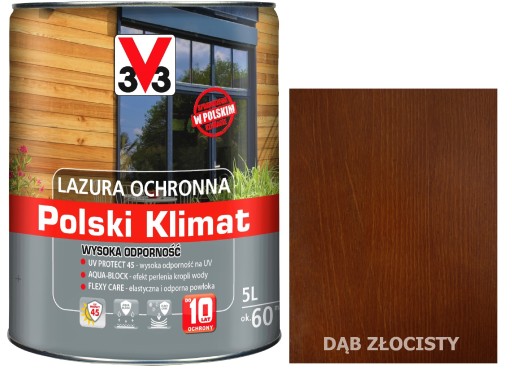 Lazura V33 Polish Climate 10 лет Золотой Дуб 5л