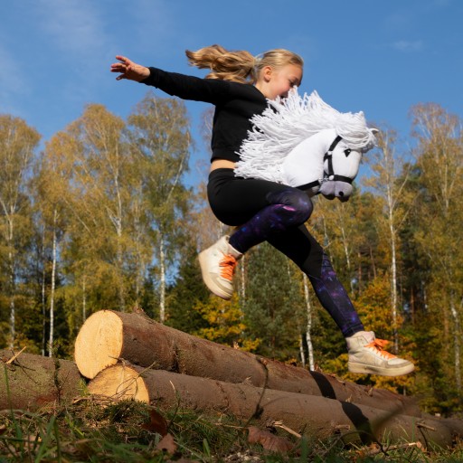 HOBBY HORSE SKIPPI szary - SIWY konik NA KIJU - KOŃ + KANTAR i WODZE POLSKI