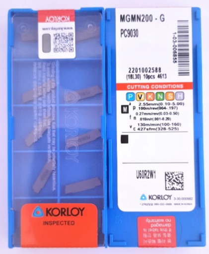 MGMN 200 PC9030 Вставки KORLOY НЕРЖАВЕЮЩАЯ СТАЛЬ