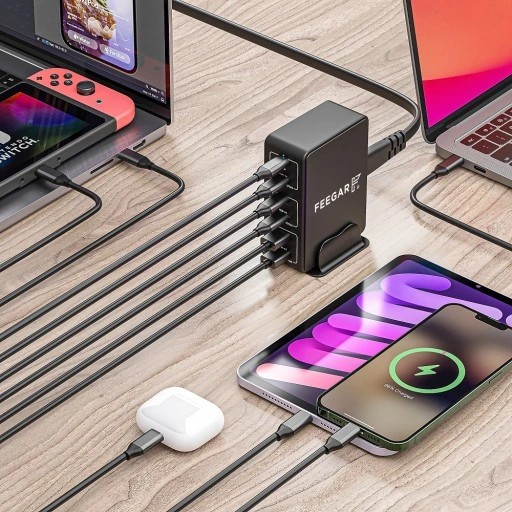 Сетевое зарядное устройство Feegar мощностью 86 Вт, 5x USB, 1 x Type-C PD
