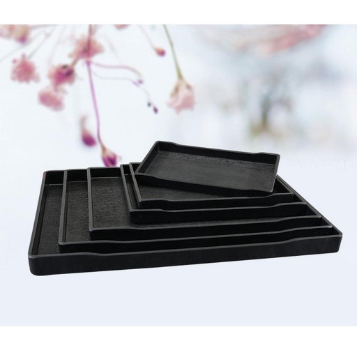 Serving Tray Large Plastic Rectangle Food Tray Butler H 35.1×25.5cm Black