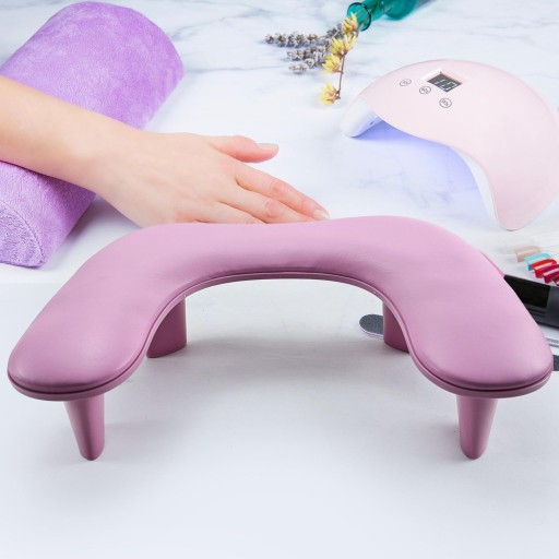Podłokietnik w kształcie litery U, podłokietnik do paznokci, stojak pod podłokietnik do paznokci, podpórka do manicure różowy