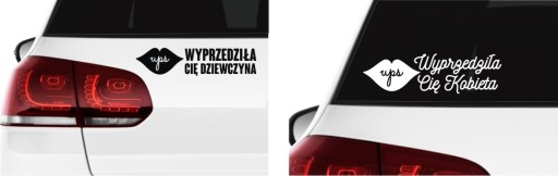 Naklejka na auto szybę UPS WYPRZEDZIŁA CIĘ KOBIETA LADY *WZORY *KOLORY