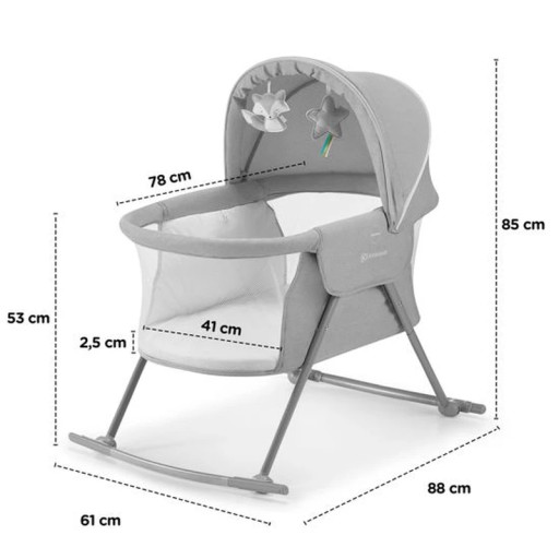 KINDERKRAFT LOVI серая кровать/колыбелька