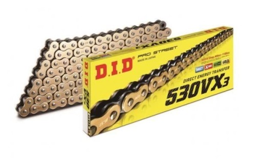 ПРИВОДНАЯ ЦЕПЬ DID 50 530 VX3 530VX3 G&B X-ring золото 110 звеньев + колпачок