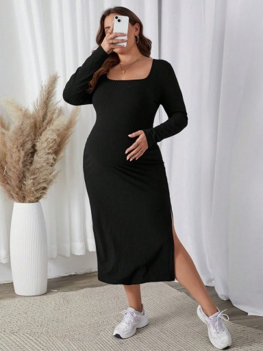 SHEIN ЧЕРНОЕ ПЛАТЬЕ ДЛЯ МАТЕРИНСТВА ПЛЮС РАЗДЕЛЕННОГО РАЗМЕРА 2XL 887