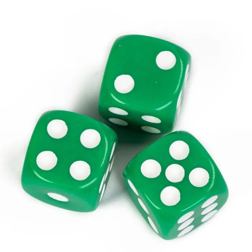 ZESTAW 2 KOSTEK K6 RPG ZIELONA KOŚĆ SZEŚCIOŚCIENNA 1,1 CM