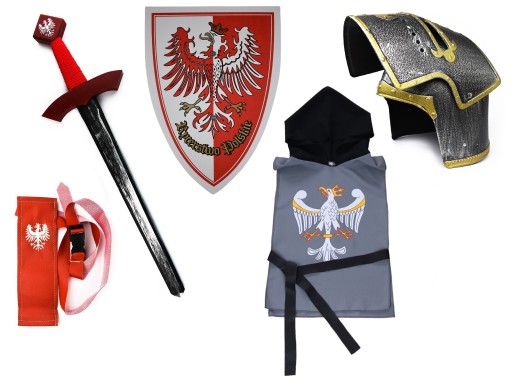ZESTAW STRÓJ RYCERZ KOSTIUM 5EL. Z TUNIKA MAŁA PL PRZEBRANIE DLA DZIECKA