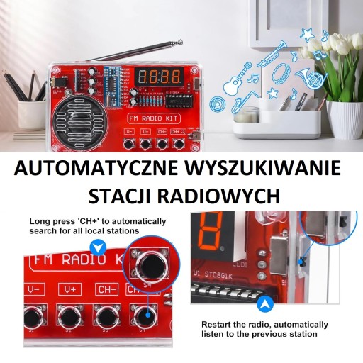 Radio FM 50-108MHz LCD głośnik 3W Obudowa DIY KIT