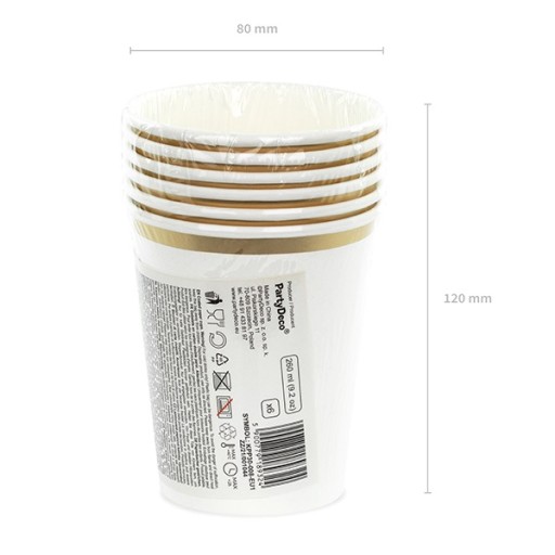 Kubeczki papierowe urodzinowe białe na urodziny Roczek kubki 260ml 6 sztuk