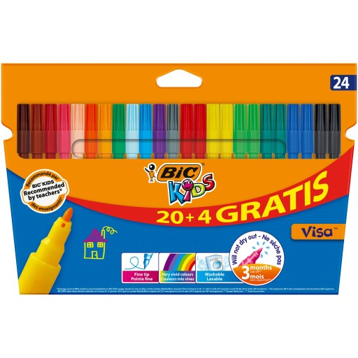 ФЛОМАСТЕРЫ BIC KIDS KID VISA КОРОБКА 20 4 ЦВЕТА