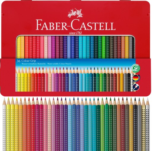 Мелки Faber Castell Grip, 36 цветов в металлической коробке.