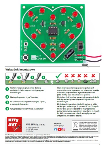 AVTEDU620 Beating heart LED - Набор для обучения пайке своими руками