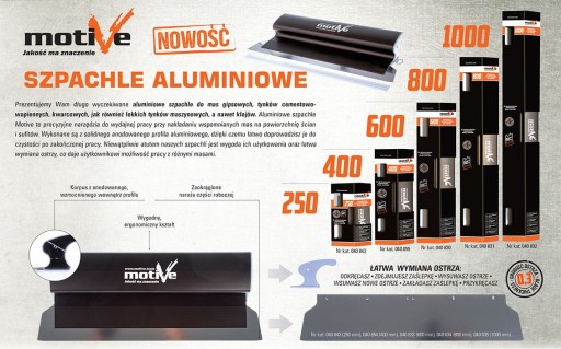 040855 MOTIVE Szpachla ALU do gładzi 40 cm, grubość blachy 0,3 mm