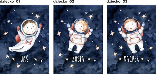 Zestaw 3 plakaty układ słoneczny kosmos 50x70