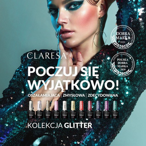 Claresa GLITTER 9 Гибридный лак для ногтей с золотыми частицами