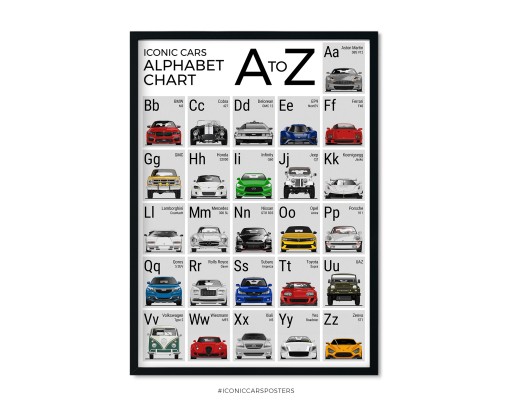 Плакат для детей - Автомобиль Алфавит 29,7х42см (А3) - Без рамки
