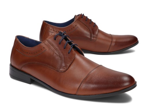 BUTY MĘSKIE OBUWIE WIZYTOWE SKÓRA 052 BRĄZ 43