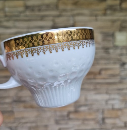 Filiżanki porcelana kubeczki sygnowane antyk retro zabytek PRL KAHLA 2 szt