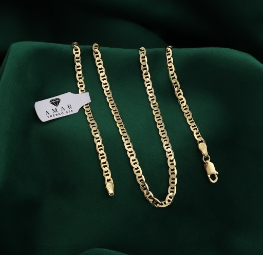 Золотая полная мужская цепь Gucci Pr. 925 585 SOLID + гравировка бесплатно