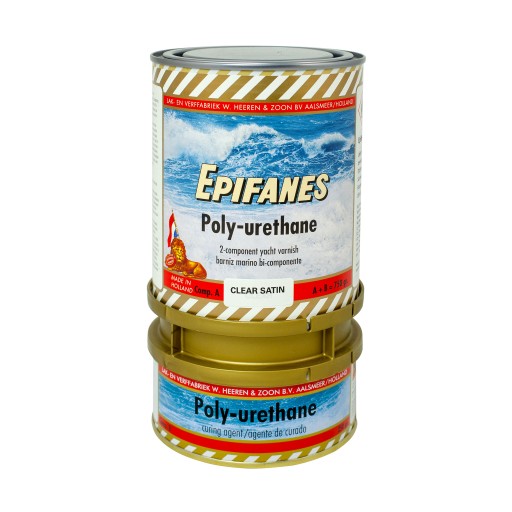 EPIFANES двухкомпонентный сатиновый лак для дерева.