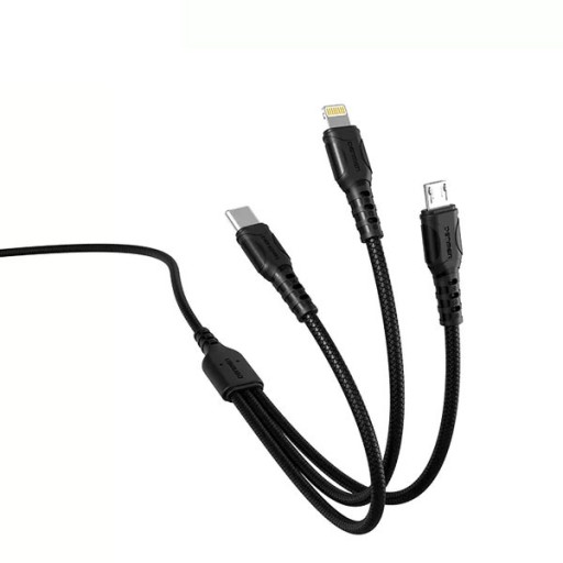 Кабель Denmen USB-C Lightning MicroUSB 3-в-1