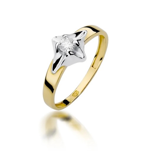 Кольцо W-155 0,12CT Diamond Yellow Gold 585