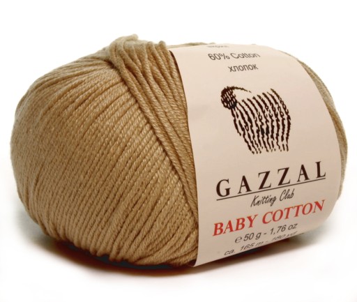 ХЛОПКОВАЯ ПРЯЖА GAZZAL BABY № 3424 БЕЖЕВЫЙ.