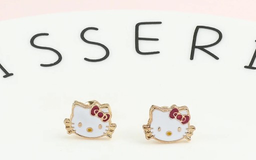 Золотые серьги-гвоздики Hello Kitty Kitty