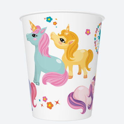 KUBECZKI PAPIEROWE UNICORN TĘCZA 250ml 8szt POLMAK