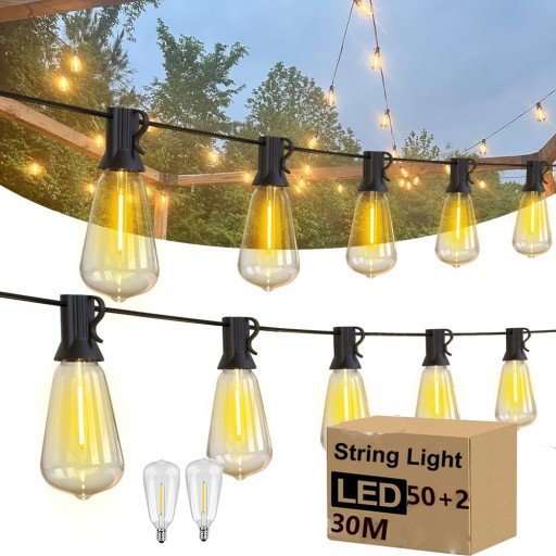 СВЕТОДИОДНАЯ ГИРЛАНДА САДОВОГО ОСВЕЩЕНИЯ 30М ТЕПЛОГО ЦВЕТА ST38 50LED ВОДОНЕПРОНИЦАЕМАЯ
