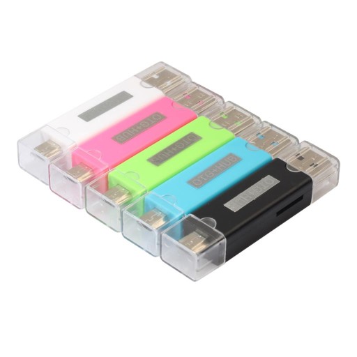 Hub USB 2.0 Czytnik kart Micro USB TF OTG, biały