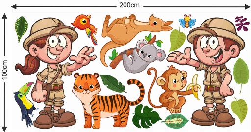 НАКЛЕЙКИ НА НАСТЕНУ С ЖИВОТНЫМИ САФАРИ 100x200 см SF