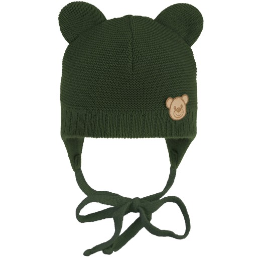 Czapka wiązana CZAPECZKA DLA NIEMOWLAKA zakrywa uszy PODSZEWKA khaki 40-42