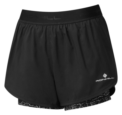 RONHILL Spodenki biegowe damskie LIFE TWIN SHORT black mono ripple S