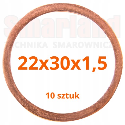 Podkładki, uszczelki miedziane CU - M22 - 22x30x1,5 - 10 szt