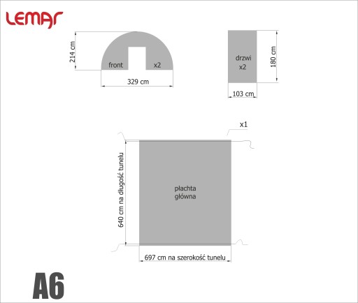 Туннельная пленка для туннеля LEMAR [A6] 6,0x3,0x1,9м, 4-х сессионная, UV4