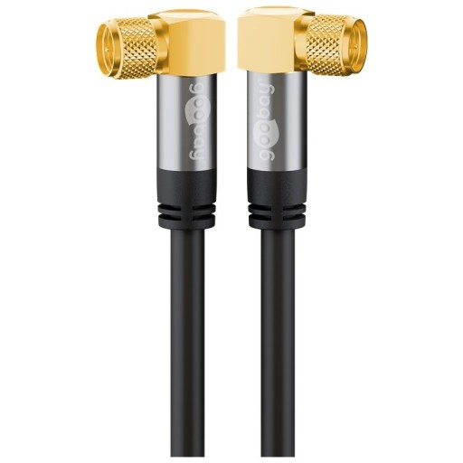 Kabel antenowy SAT 135 dB 4x ekranowany 2x90° 3.0m czarny pozłacany Goobay