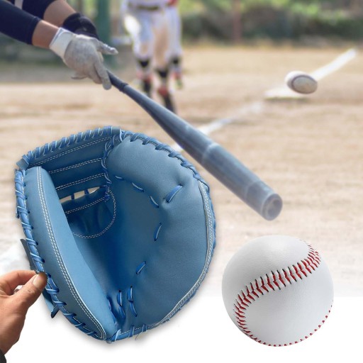 Перчатки для бейсбола Catcher из полиуретана с бейсбольным мячом синие