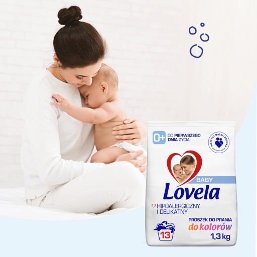 Lovela Baby Proszek do prania 2 x 1,3kg Kolor + Odplamiacz + Płyn