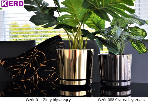 12 GOLD SHINY глянцевый цветочный горшок с подставкой GLAMOUR COVER home