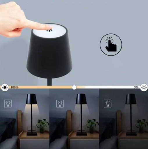 Светодиодная сенсорная настольная лампа, перезаряжаемая, USB C, с регулировкой яркости