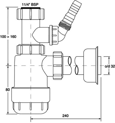 Сифон для мойки Mcalpine HC2WM-40 40 мм