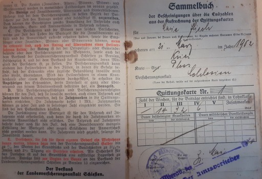 Sammelbuch Książeczka inkasowa pieczątki wpisy 1920r