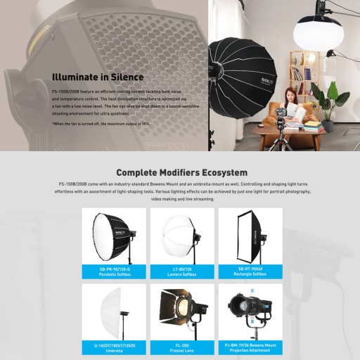 Lampa Nanlite FS-200B Bi-Color LED Spot Light