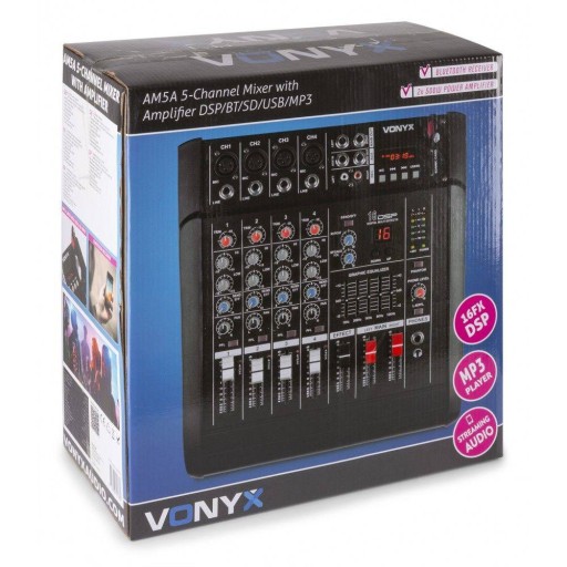 Vonyx AM5A 5-канальный мощный микшер DSP BT USB MP3