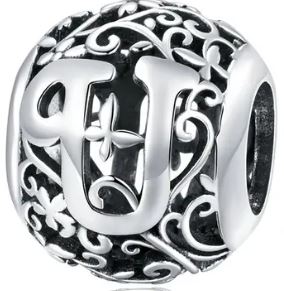 Серебряные чары буква U S925 Openwork Ornament Silver 925