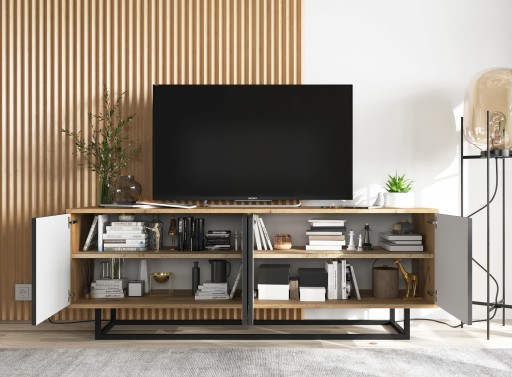 Шкаф под телевизор Modern Loft Wotan черный MAT 150 см