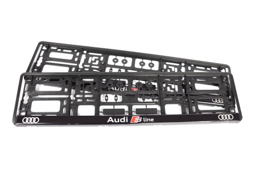 РАМКИ НОМЕРНОГО ЗНАКА AUDI SLINE 3D 2 шт. ВИЗУАЛЬНОЕ КАЧЕСТВО ХИТ